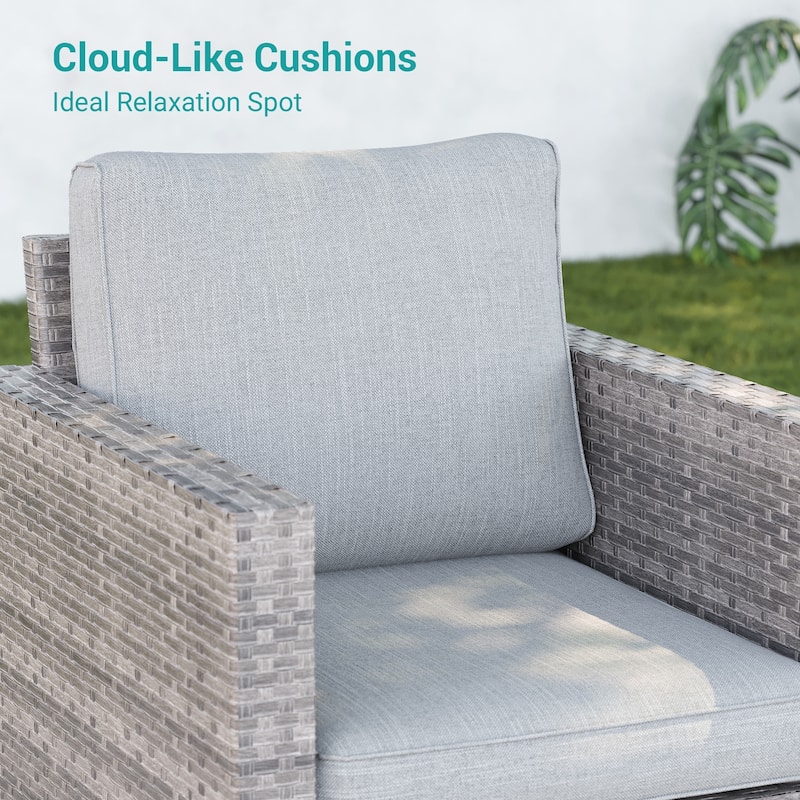 BONOSUKI 3-Piece Patio Sofa Set Grey Rattan with Side Table
