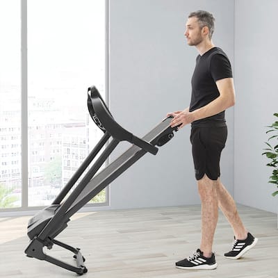 Compact Easy Folding Treadmill with Audio Speakers