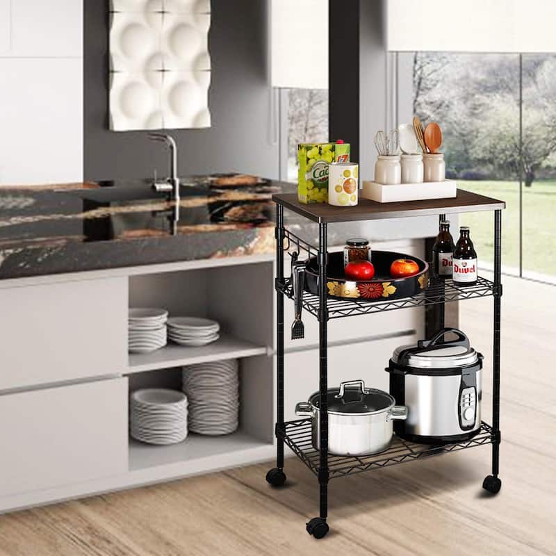 3-Tier Kitchen Utility Cart Black
