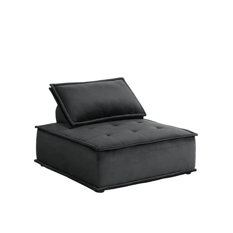 Alaya U Shaped Modular Sectional Sofa, Black Tufted Velvet, 160 Inch
