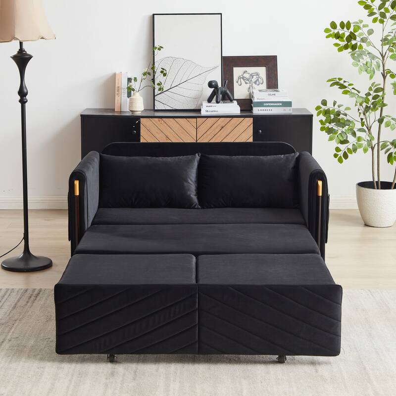 54Inch Convertible Sleeper Sofa with Pull Out Bed and 2 Arm Pockets
