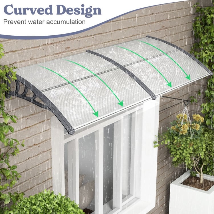 Outdoor Front Door Patio Overhang Awning for Sunlight Rain Snow Wind Protection-Gray - 48" x 40" x 11" (L x W x H)