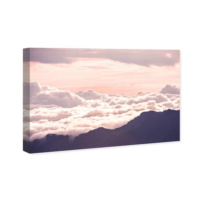 Wynwood Studio Canvas Nature and Landscape Over the Hillside White and Light Pink Modern & Contemporary Wall Art Canvas Print