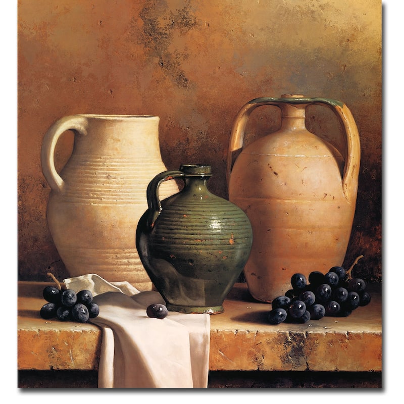 Earthenware with Grapes by Loran Speck Gallery Wrapped Canvas Giclee Art (34 in x 32 in)