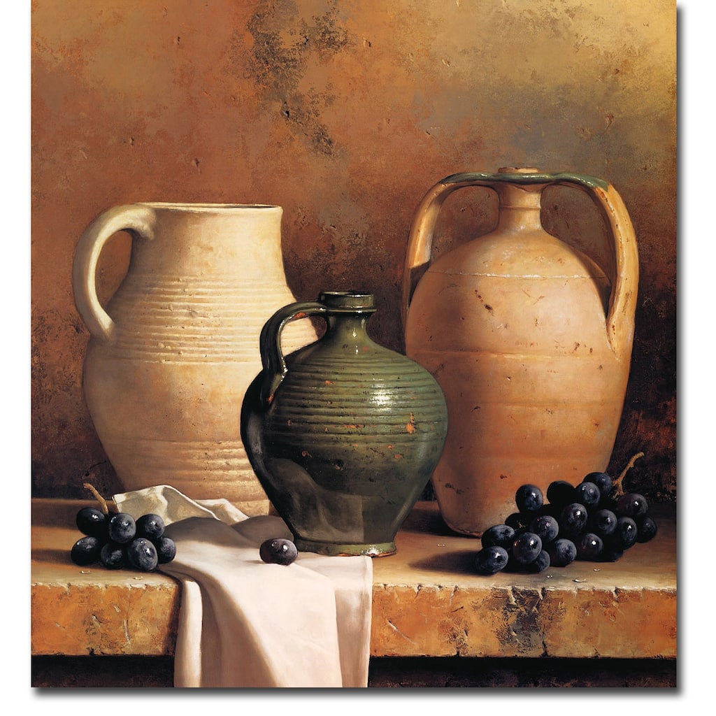 Earthenware with Grapes by Loran Speck Gallery Wrapped Canvas Giclee Art (34 in x 32 in)