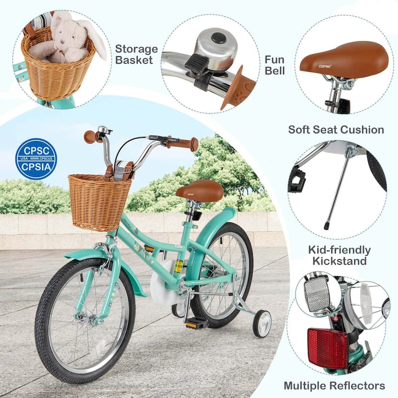 Costway 12"/14"/16"/18" Kids Bike with Height Adjustable Handlebar - See Details