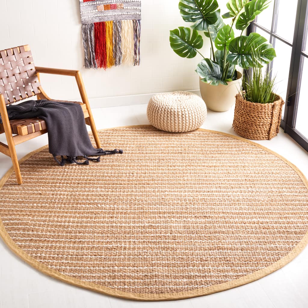 SAFAVIEH Natural Fiber Lulla Farmhouse Stripe Jute Rug