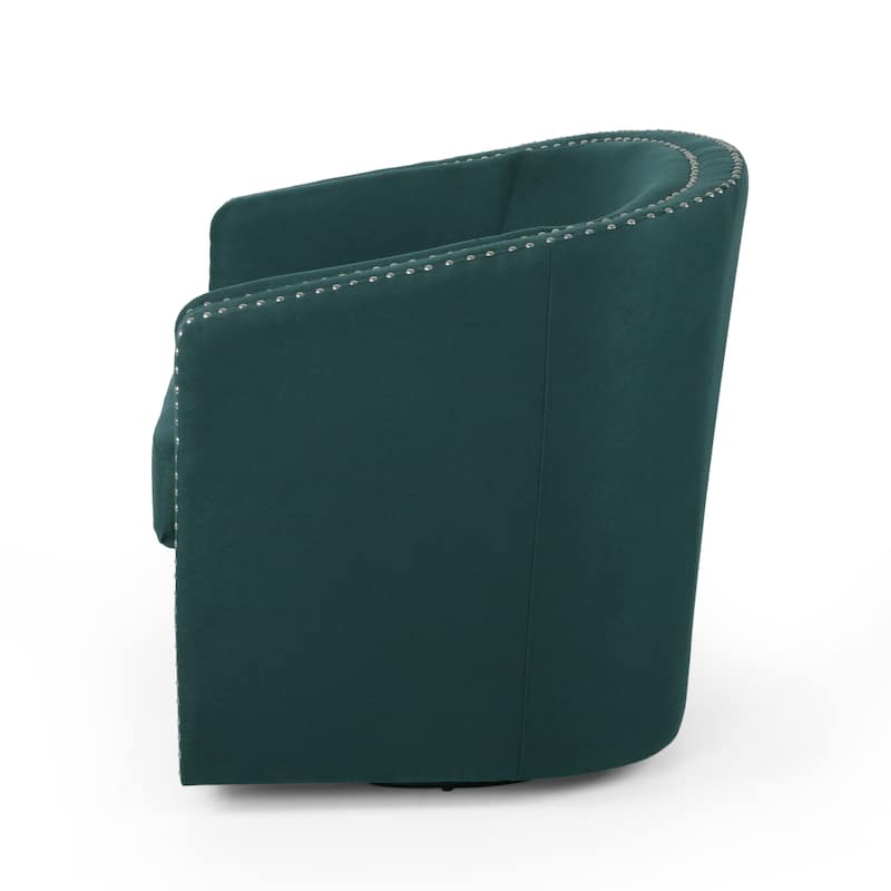 Green 31.25" Upholstered Swivel Club Chair