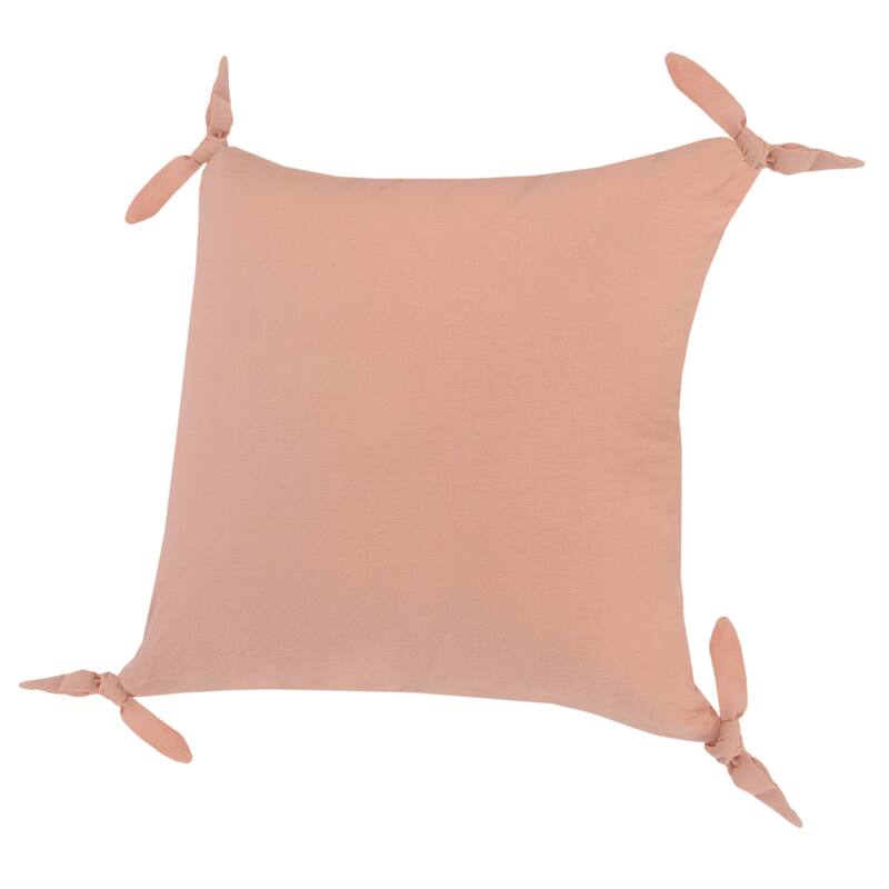 Sevita Solid Pink Corner Tie Throw Pillow