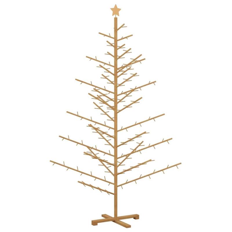 vidaXL Wooden Christmas Tree with Stand Natural/Brown Solid pine wood