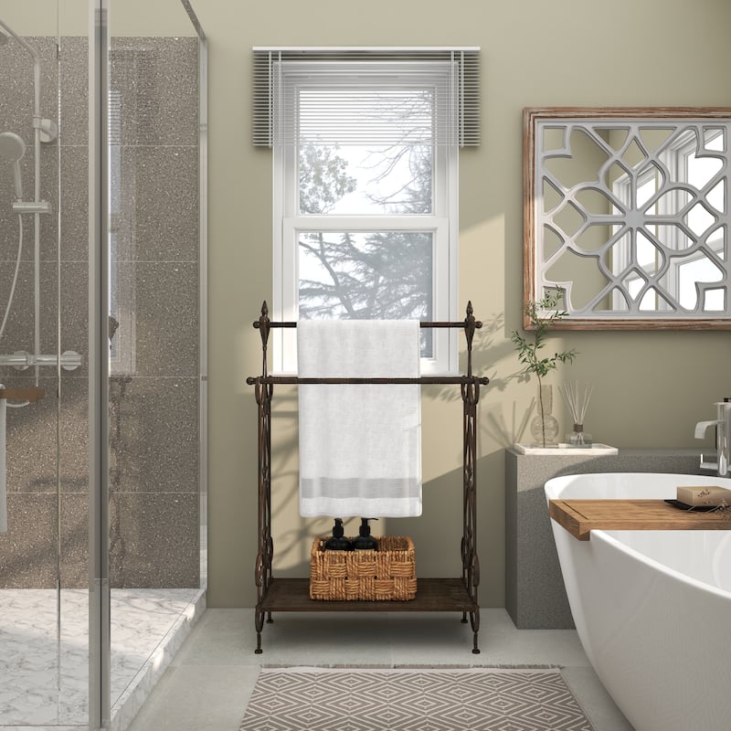 Black Wood Scroll Quilt Rack