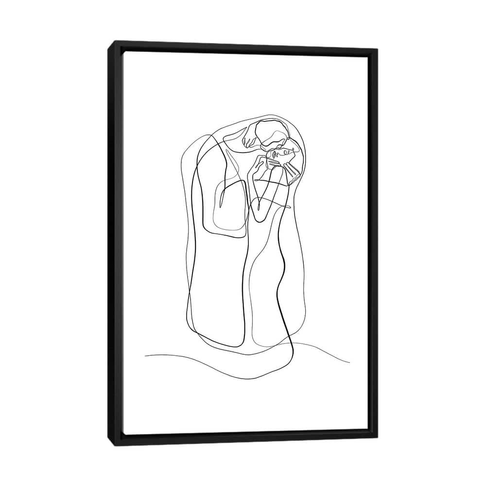 iCanvas "Gustav Klimt - The Kiss With One Line" by Dane Khy Framed Canvas Print