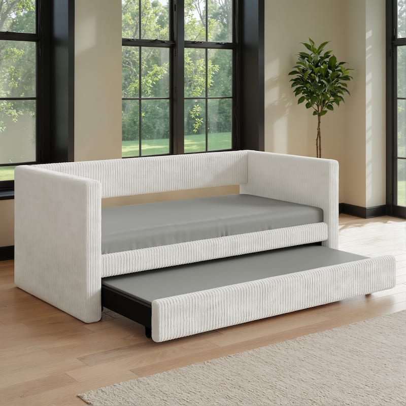 Corvus Somme Corduroy Upholstered Daybed with Trundle