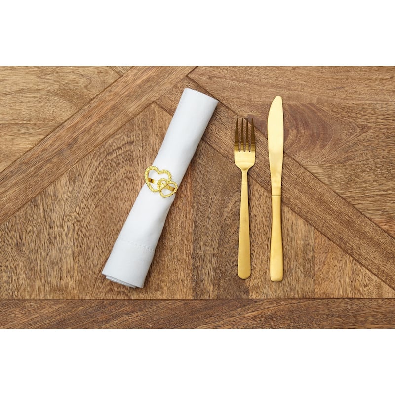 Gold Heart Wedding Napkin Ring Set of 6 - Set of 6