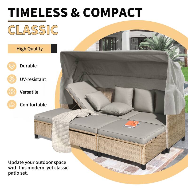 4 Piece UV-Proof Resin Wicker Patio Sofa Set