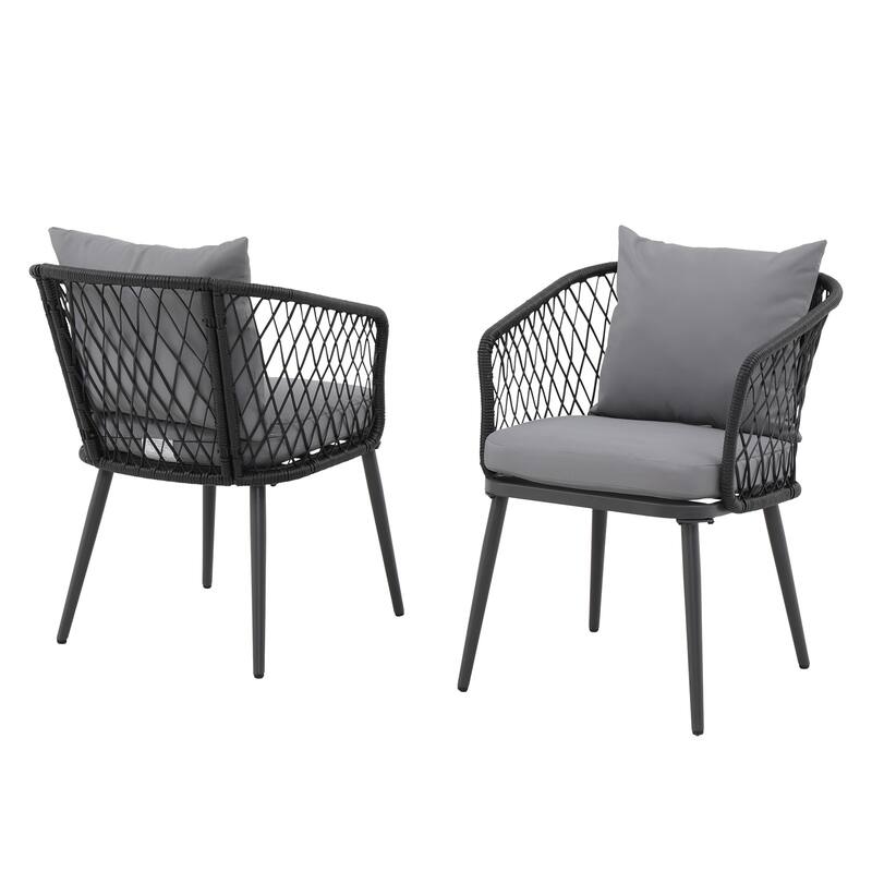 Outdoor 2 Piece Patio Chair Design with Wicker Dining Chairs