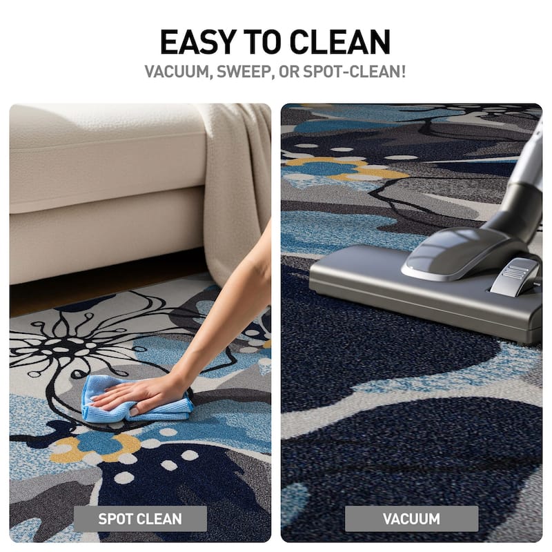 World Rug Gallery Modern Floral Non-Slip Area Rug