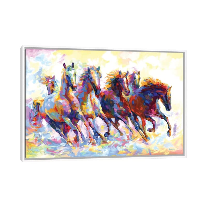 iCanvas "Wild Horses Running" by Leon Devenice Framed Canvas Print - White - 32x48