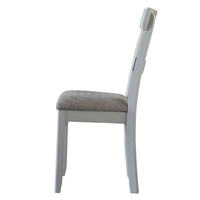 Two Tone Grey and Pearl Grey Ladder Back Side Chairs (Set of 2) - Grey
