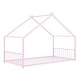 preview thumbnail 7 of 9, 2 Size Pink Metal House Bed with Metal Frame Playhouse Design for Kids