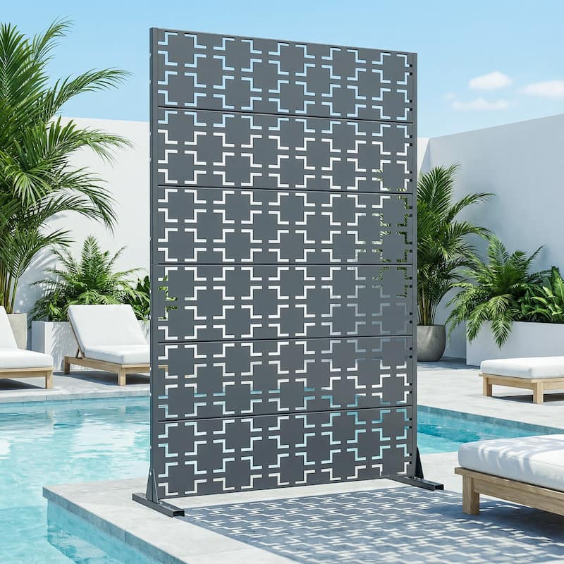 6 ft. H x 4 ft. Metal Privacy Screen Free Standing - Dark Grey - 72*47