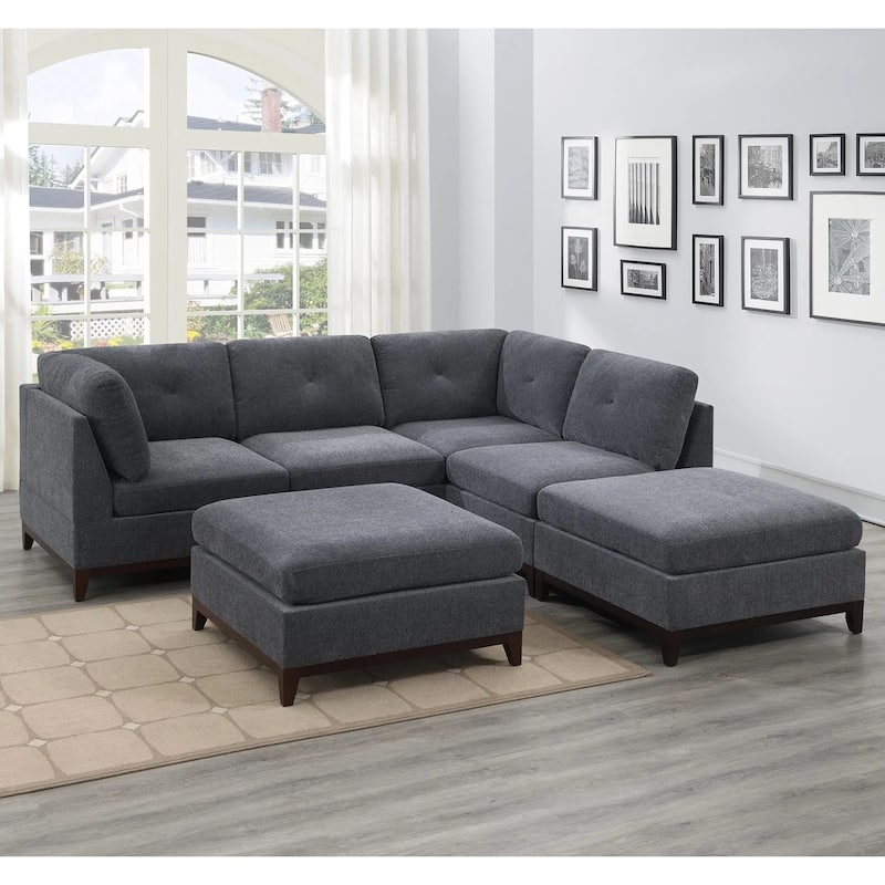 6 Piece Chenille Modular Setional