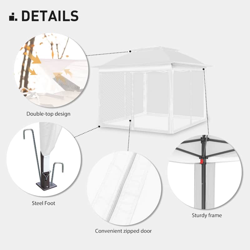 Cozywor 11 ft. x 11 ft. Pop-Up Steel Gazebo with Mosquito Netting