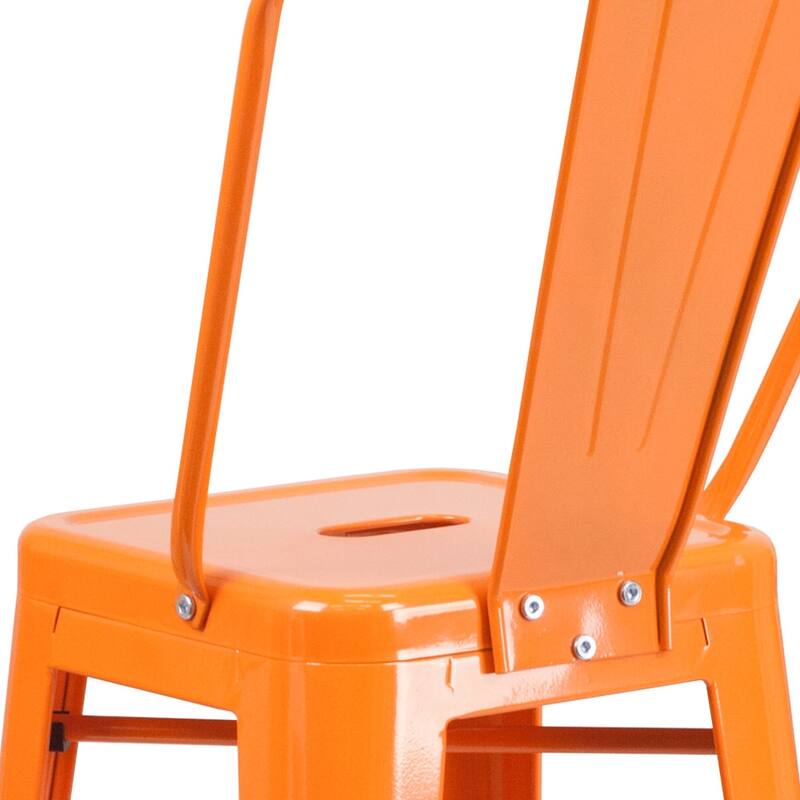 30'' High Metal Indoor-Outdoor Barstool with Back