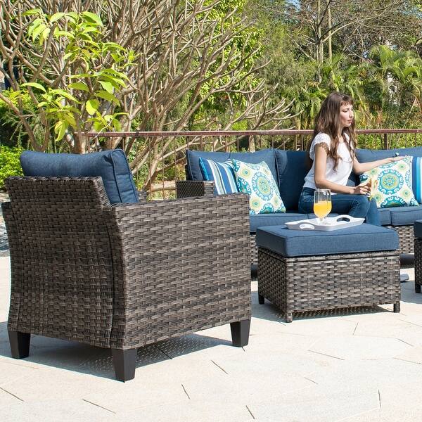 Shop Ovios Patio Furniture Outdoor High Back Wicker Patio Furniture Set Overstock 29072166