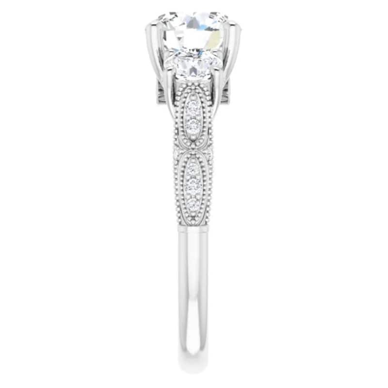 VS 3Ct Diamond 3 Stone Vintage Engagement Ring Lab Grown in White or Yellow Gold
