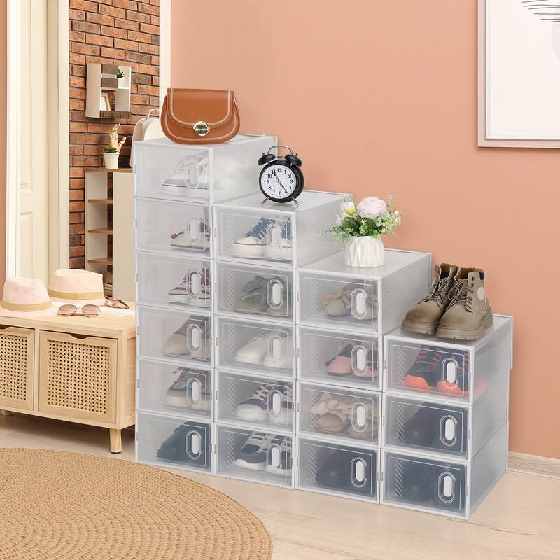 Clear Plastic Stackable Shoe Storage Boxes (Set of 18/12/6 ) - set of 18