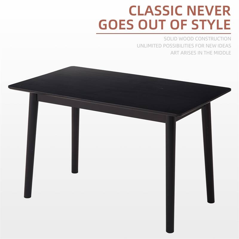 47-inch Dining Table Black Solid Wood Kitchen Table Dining Table