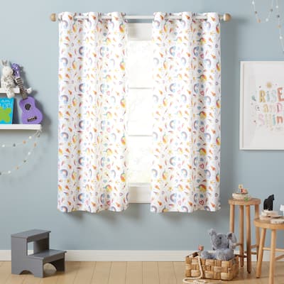 Estate View Kids Room Darkening Grommet Top Unicorn Magic Glow in the Dark Curtain Panel Pair, White Multi