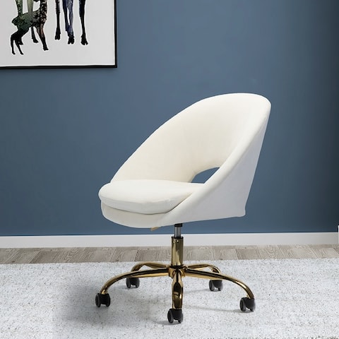 Savas Height Adjustable Swivel Velvet Task Chair with Gold Base
