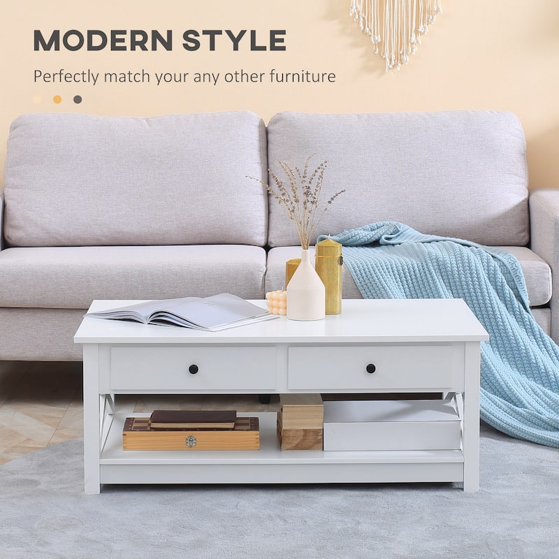 Coffee Table with Storage Drawers and Open Shelf