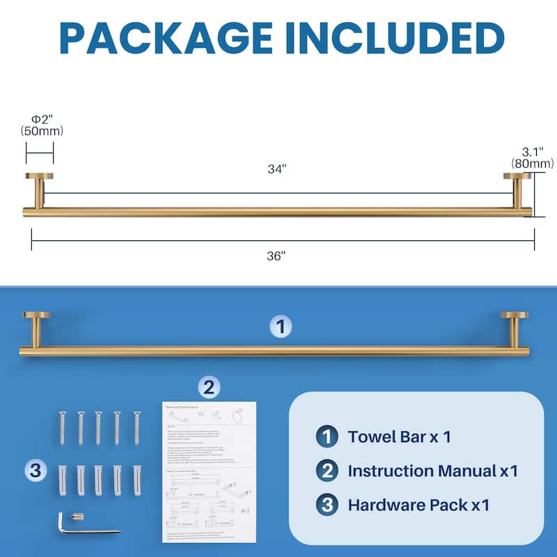 WOWOW Mutiple Length Wall Mounted Stainless Steel Towel Bar