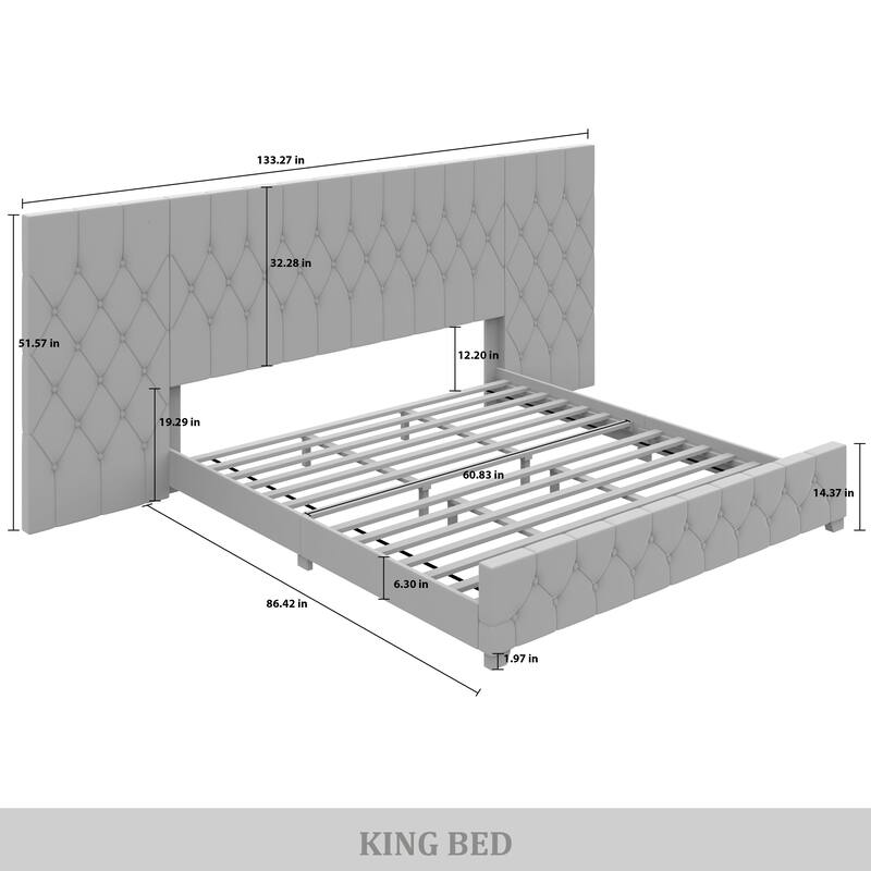 CraftPorch Modern Button Tufted Diamond Bed