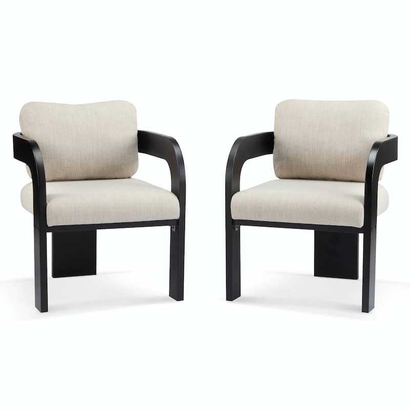 2-Pack Dining Chairs - Fabric with Pillow Back, Solid Wood Frame