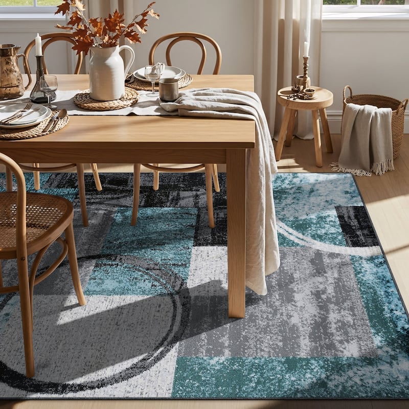 World Rug Gallery Abstract Polypropylene Machine-Made Circle Area Rug