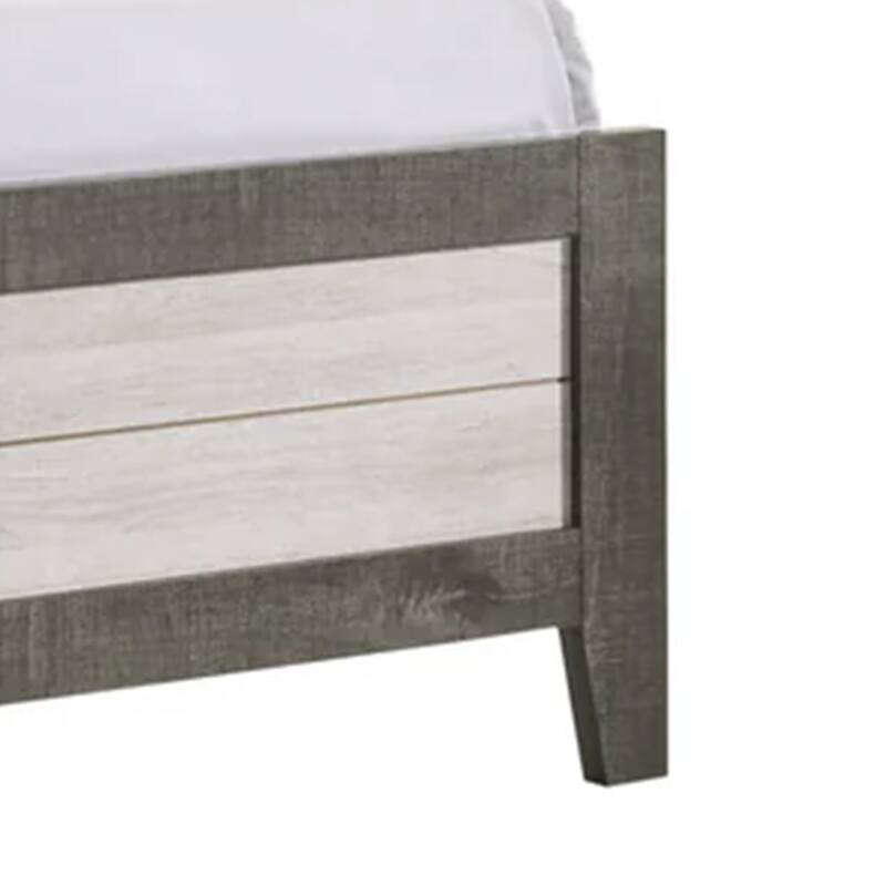 Ruthe Low Profile Queen Panel Bed with Built-In Lights, Ash Gray Wood