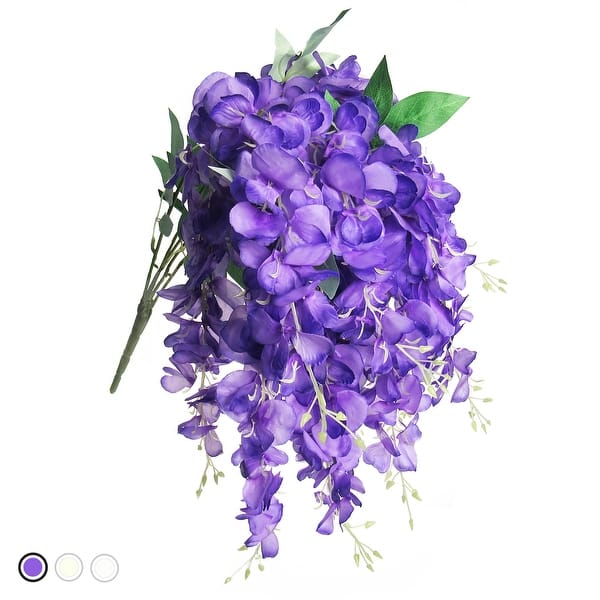 Set of 2 Artificial Hanging Wisteria Flower Stem Bush Bouquet 30in