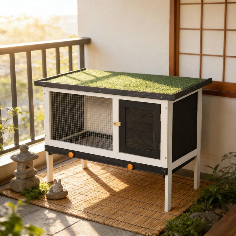 Bunny Cage,Spacious Pet House,Wood Rabbit Hutch