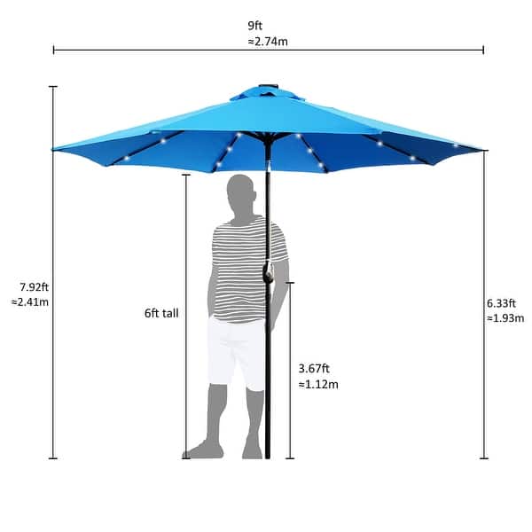 Shop Black Friday Deals On Maypex 9 Foot Solar Led Lighted Patio Umbrella Overstock 29406832