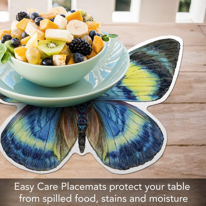 CounterArt Butterfly Shaped Reversible Easy Care Set of Two Placemats, Made in The USA