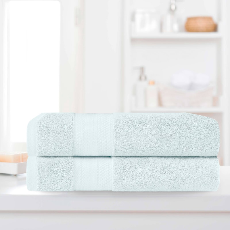 Superior Turkish Cotton Solid Heavyweight Bath Sheet Set of 2 - Dusty Aqua