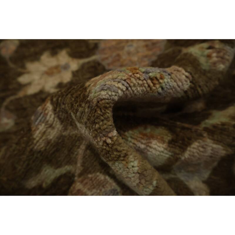 Hand Knotted Oriental 100% Wool Carpet Traditional All-Over Brown Peshawar Area Rug - 3' 0'' X 2' 0''