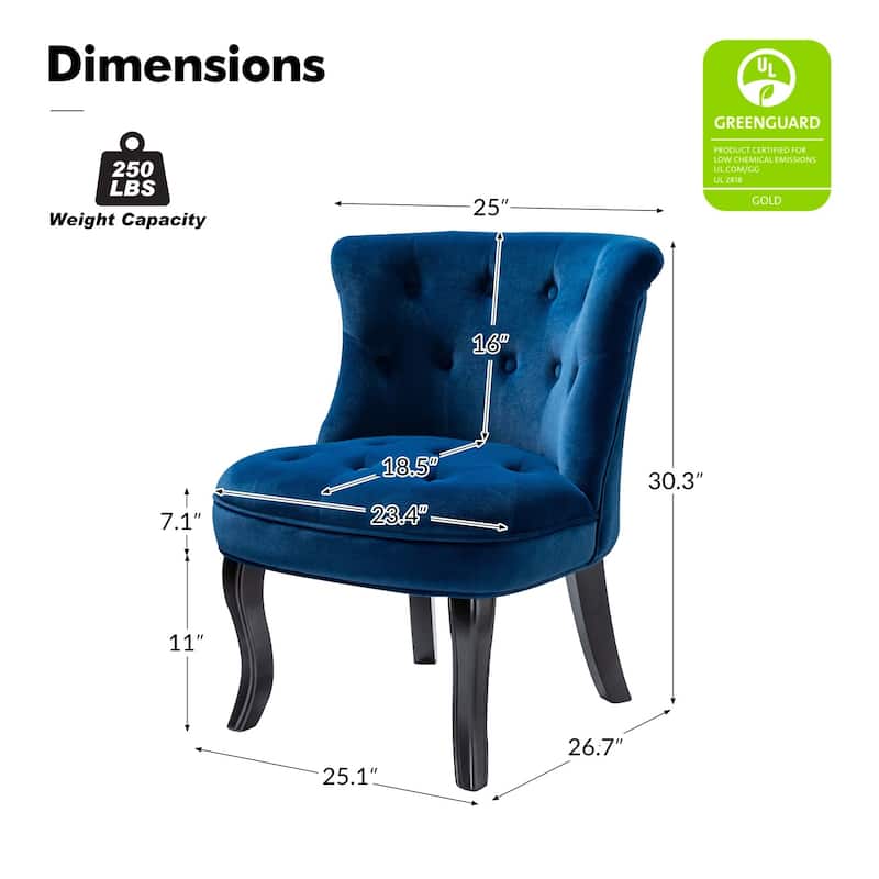 Paolino 25.1" Wide Traditional Velvet Button-tufted Back Stools with Wood Legs by HULALA HOME
