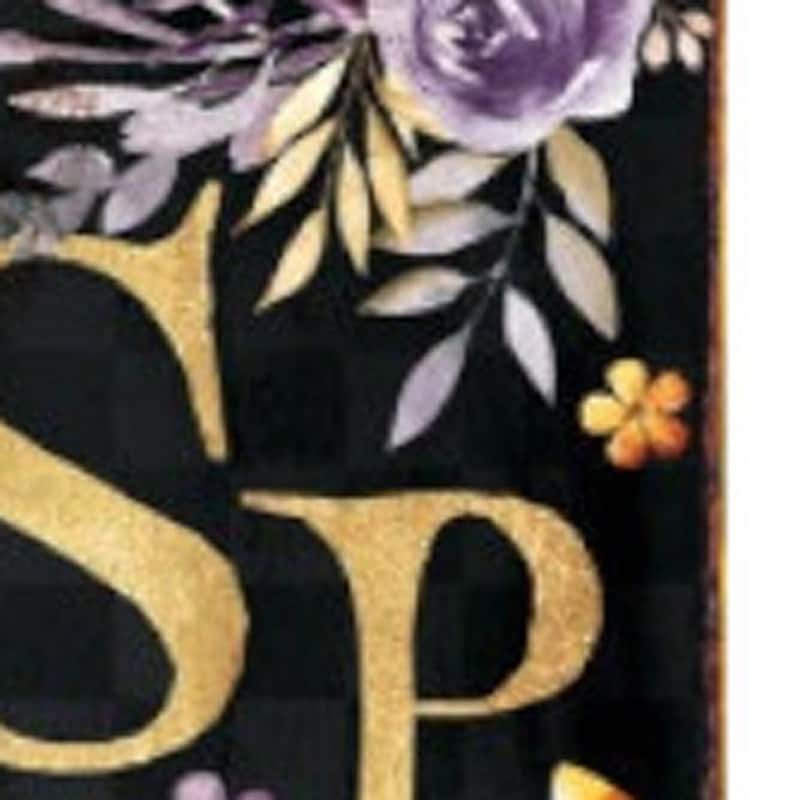 HomeRoots 36" Black Gold And Purple Solid Wood Spooky Halloween Skull Porch Sign