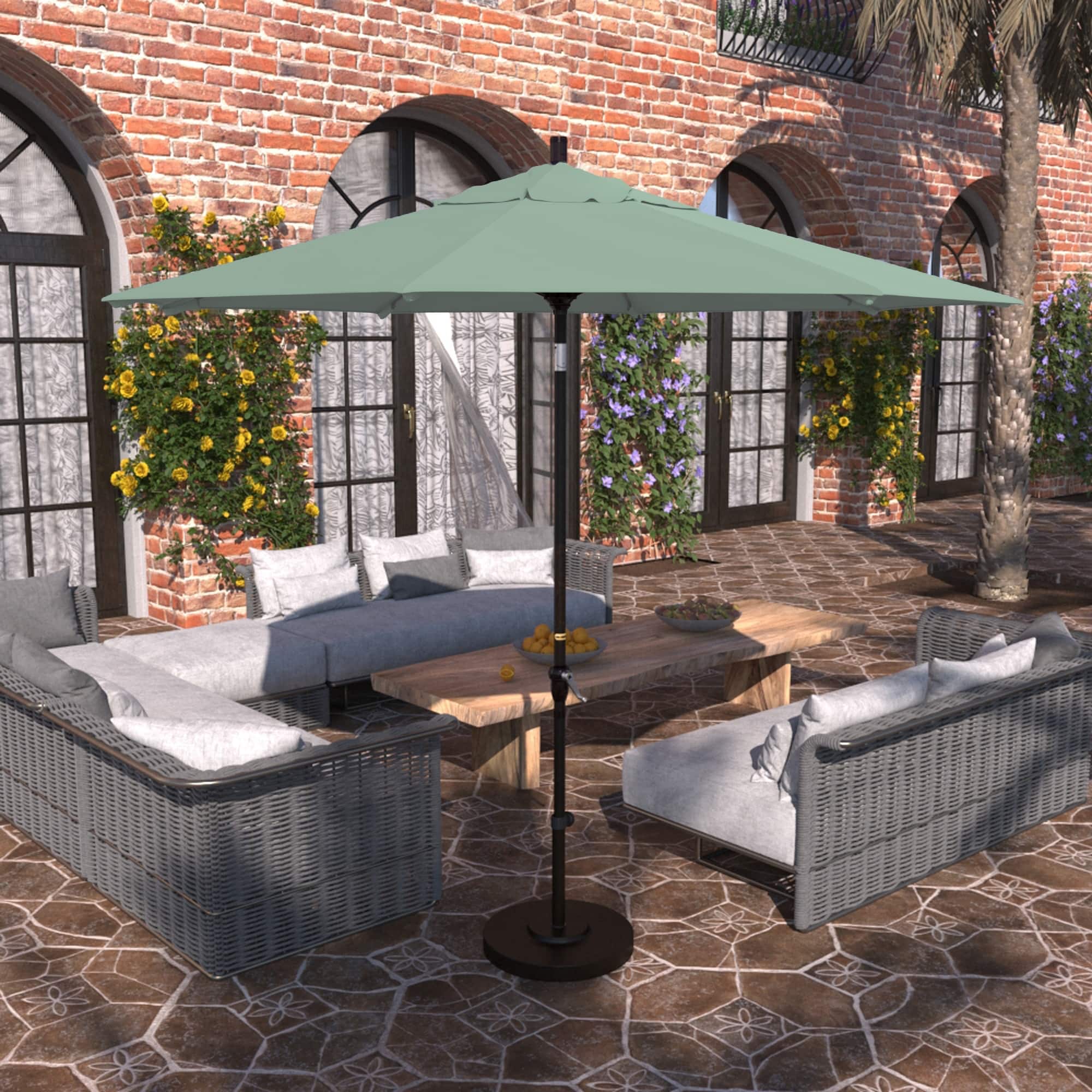 automatic opening patio umbrella 9FT with Auto Tilt allowing for a spacious and unobstructed area beneath the umbrella Best Selection Large Tilt Patio