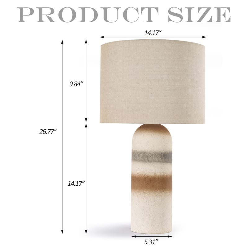 26.7" Ceramic Accent Table Lamp, Bedside Table Lamps With 3-way Dimming Switch